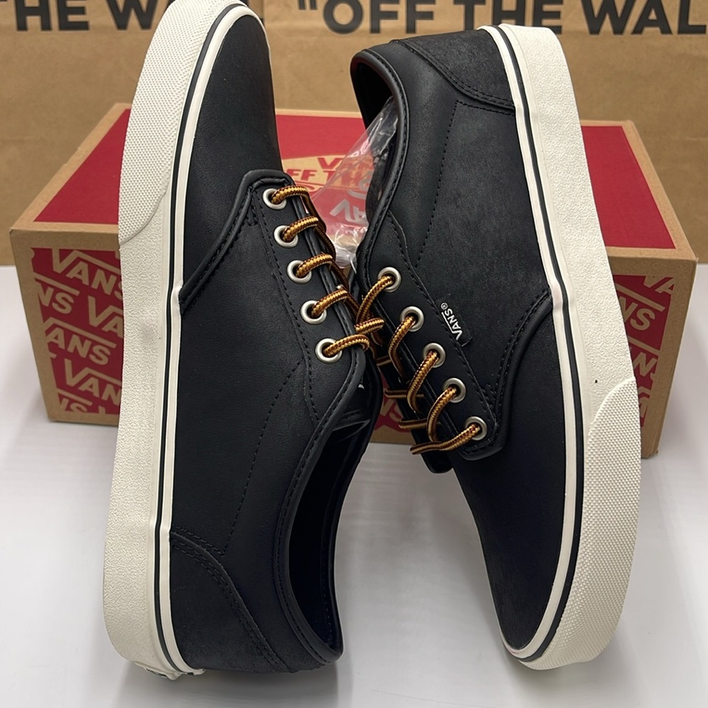 Vans Men’s Black Sneakers Classic Low-Top Design Atwood (Leather)BIck/Mrshmllow - Picture 11 of 16